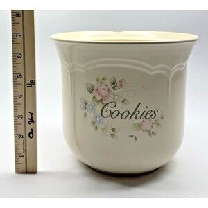 Pfaltzgraff Tea Rose Cookie Jar Canister Floral 10" No Lid Vintage Read